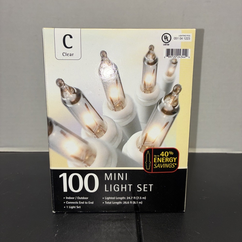 100 Clear White Mini Lights With White Wires NEW Indoor Outdoor